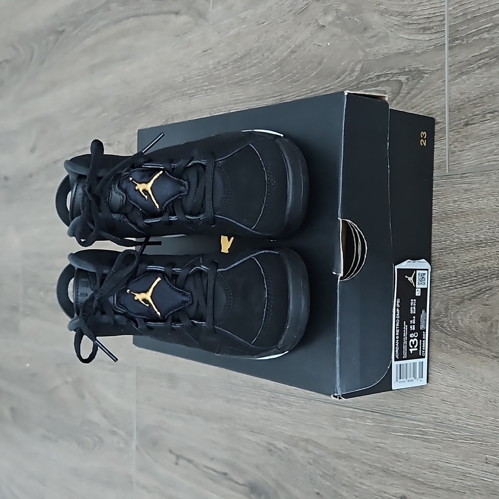 Jordan 6 retro dmp (ps) black/metallic gold-black kids 13.5